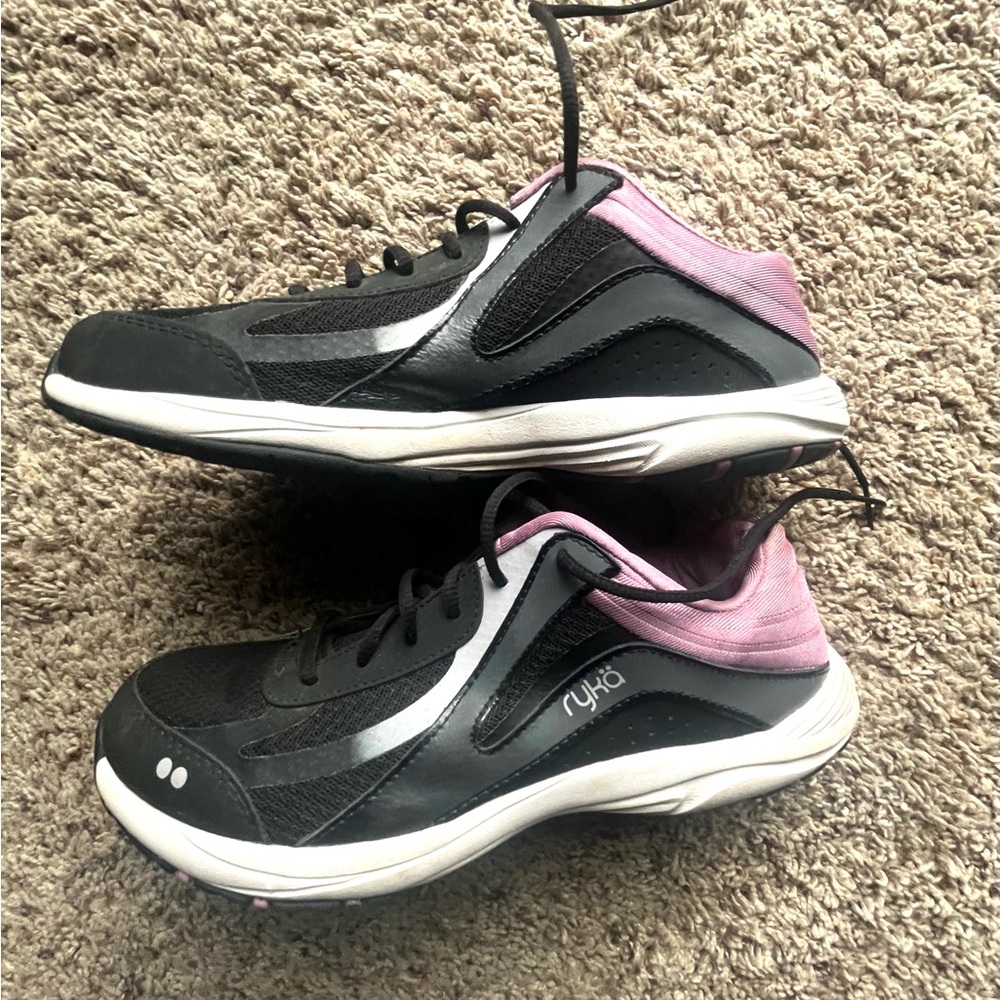 Ryka Black and Pink DashPro Sneakers with Breathable Mesh and Lightweight Sole